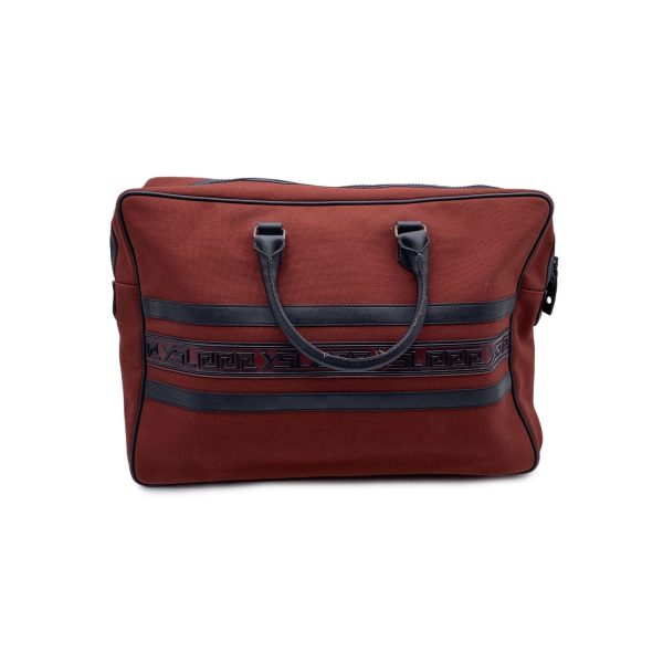 Yves Saint Laurent Vintage Burgundy Canvas Travel Weekend Bag Online now