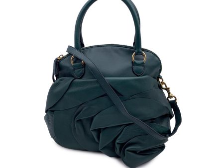 Valentino Garavani Dark Green Leather Petale Dome Tote Bag with Strap Online