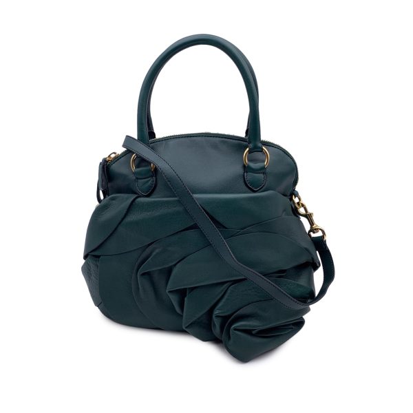 Valentino Garavani Dark Green Leather Petale Dome Tote Bag with Strap Online