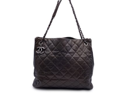 Chanel Brown Quilted Caviar Leather Chic Shopping Tote Bag Fashion