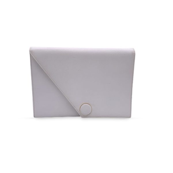 Yves Saint Laurent Vintage White Leather Handbag Clutch Bag Supply