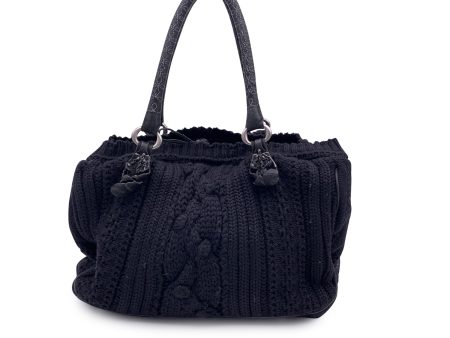 Ermanno Scervino Black Wool Knit Tote Shoulder Bag Handbag Sale