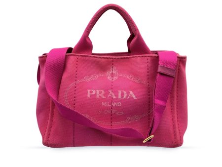 Prada Pink Canvas Small Canapa Logo 2 Way Tote Bag For Cheap