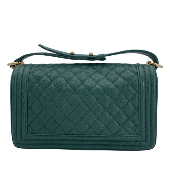 Chanel Green Quilted Caviar Leather Medium Boy Shoulder Bag Cheap