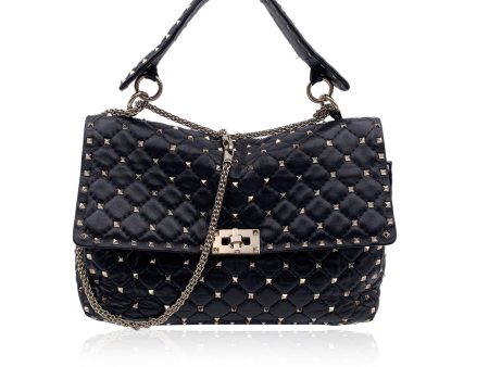 Valentino Garavani Black Quilted Leather Rockstud Spike Shoulder Bag For Cheap