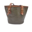 Celine Vintage Green and Brown Leather Shoulder Bag Tote Sale