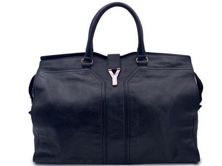 Yves Saint Laurent Black Leather Y Cabas Chyc Large Travel Bag Online Hot Sale