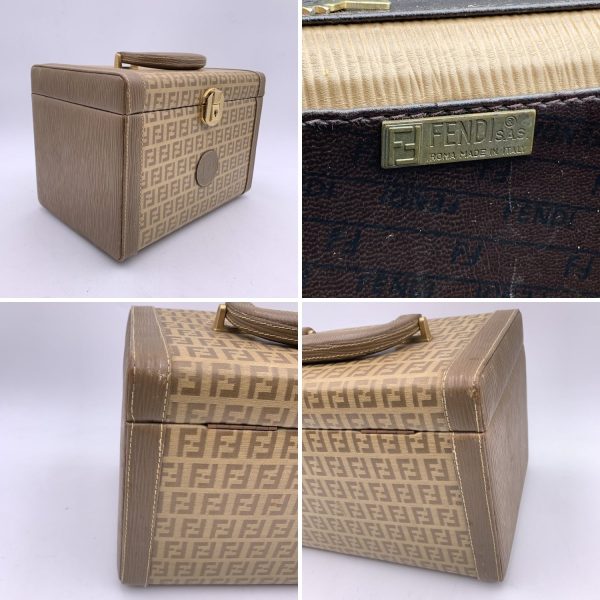 Fendi Vintage Beige Monogram Canvas Train Case Beauty Bag Handbag Cheap