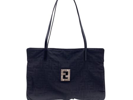 Fendi Black Monogram Canvas Cut Out FF Logo Tote Bag Cheap