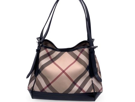 Burberry Beige Nova Check Canvas and Patent Leather Tote Bag Online now