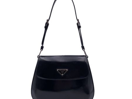 Prada Black Smooth Leather Flap Cleo Structured Shoulder Bag Supply