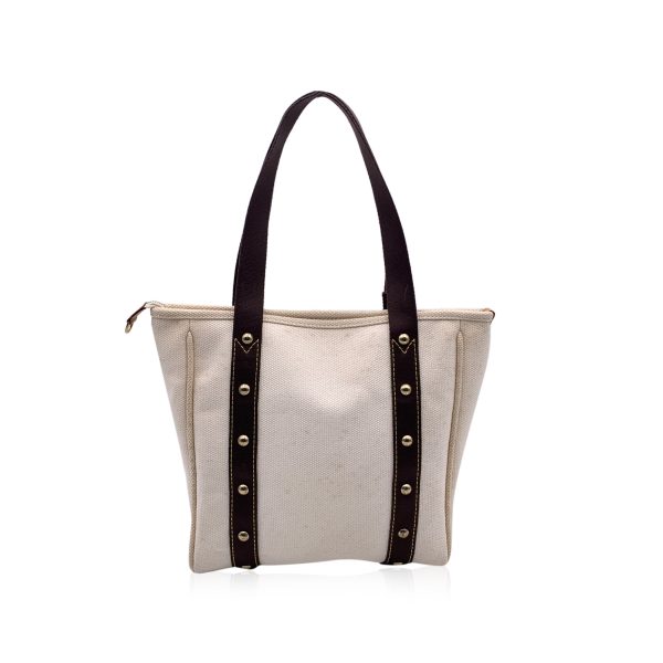 Louis Vuitton Ivory and Brown Canvas Antigua MM Tote Bag Online Sale