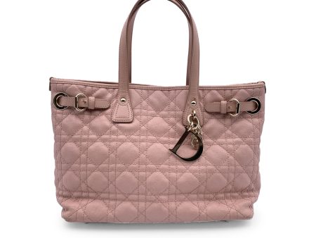 Christian Dior Pink Cannage Canvas Panarea Tote Bag on Sale