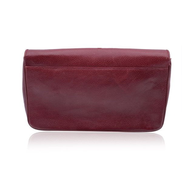 Cartier Vintage Burgundy Leather Pochette Flap Clutch Bag Online