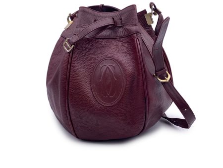 Cartier Vintage Burgundy Leather Drawstring Bucket Shoulder Bag Hot on Sale