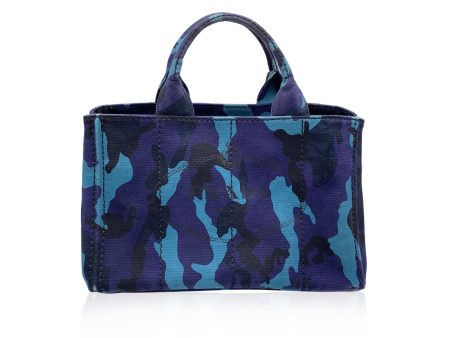 Prada Blue Camouflage Canvas Canapa Logo Tote Bag Supply