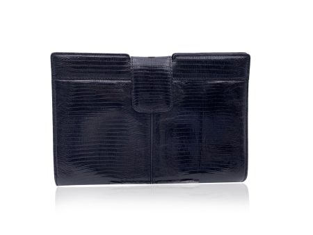 Yves Saint Laurent Vintage Black Leather Clutch Pochette Handbag Online Sale