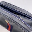 Gucci Vintage Blue Leather Messenger Crossbody Bag with Stripes on Sale