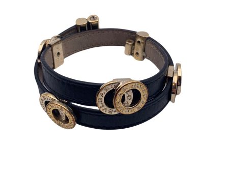 Bulgari Bvlgari Black Leather Double Coiled Wrap Bracelet Supply