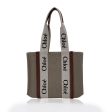 Chloe Beige Linen Canvas and Leather Logo Woody Tote Bag Hot on Sale