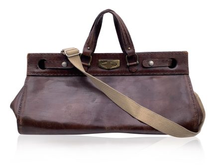 Vintage Brown Leather Travel Bag Weekender Carry On Bag with Strap Online now