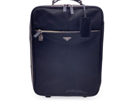 Prada Black Nylon Canvas Rolling Suitcase Trolley Luggage Travel Bag Online now