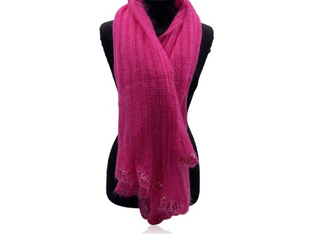 Ermanno Scervino Pink Merino Sequins Wool Stole Wrap Large Scarf Stole Online