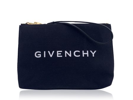 Givenchy Black Canvas Logo Pochette Clutch Wrist Bag Purse Hot on Sale