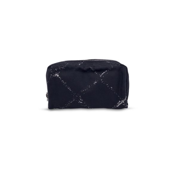 Chanel Vintage Black Canvas Nylon Old Travel Line Mini Zip Pouch Online Sale