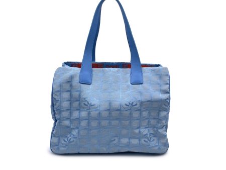 Chanel 2000s Light Blue Nylon New Travel Line Tote Shoulder Bag Hot on Sale