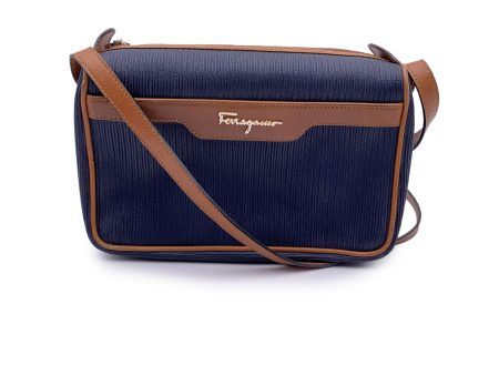 Salvatore Ferragamo Vintage Blue Vinyl Messenger Crossbody Bag For Cheap