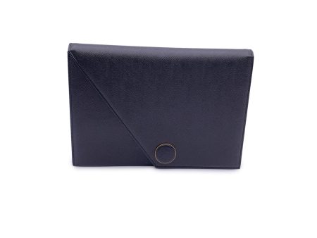 Yves Saint Laurent Vintage Black Leather Asymmetric Clutch Bag For Sale