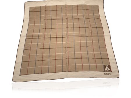 Burberry Vintage Beige Check Pattern Silk Scarf Hot on Sale