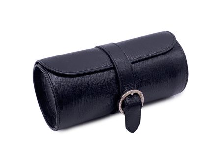 Bvlgari Bulgari Black Leather Watch Roll Holder Travel Case on Sale