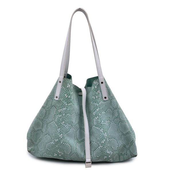 Tiffany & Co. Green Reversible 2 Way Snake Print Suede Tote Bag Fashion