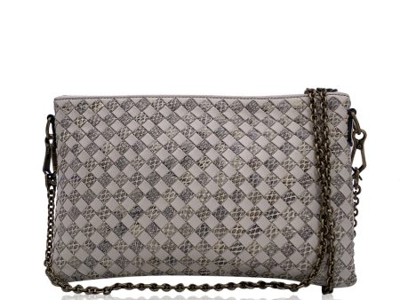 Bottega Veneta Light Grey Intrecciato Leather Zip Pouch Shoulder Bag Online