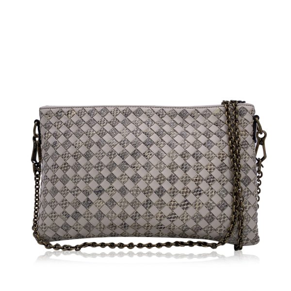 Bottega Veneta Light Grey Intrecciato Leather Zip Pouch Shoulder Bag Online