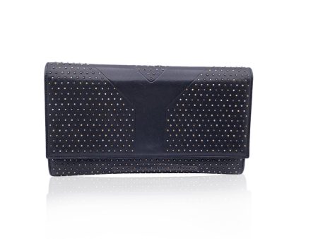 Yves Saint Laurent Black Leather Y Rock Studded Clutch Bag Online