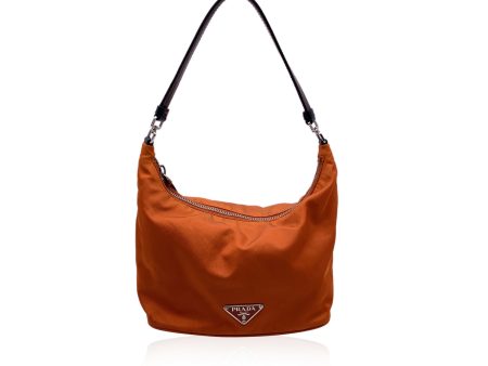 Prada Orange Nylon Canvas and Leather Shoulder Bag For Sale