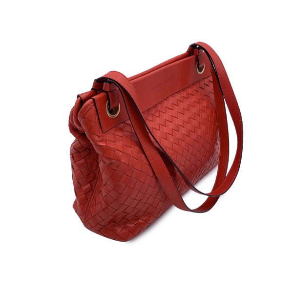 Bottega Veneta Vintage Red Woven Leather Shoulder Bag Sale