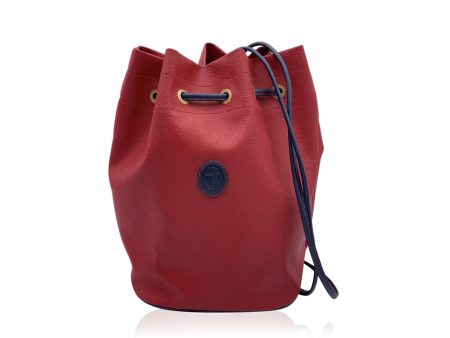 Trussardi Vintage Red and Blue Canvas Bucket Shoulder Bag Online Sale