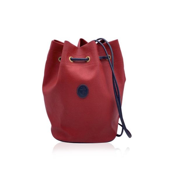 Trussardi Vintage Red and Blue Canvas Bucket Shoulder Bag Online Sale