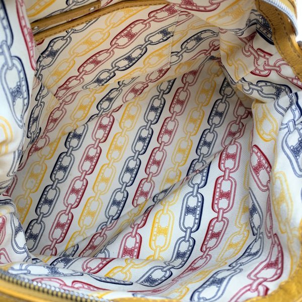 Celine Yellow Mustard Crinkled Leather Tote Shoulder Bag Fashion