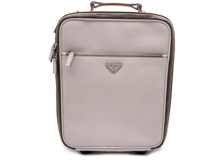 Prada White Saffiano Leather Rolling Suitcase Wheeled Travel Bag Cheap