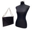 Fendi Vintage Black Embossed Portfolio Envelope Clutch Bag with Chain Online