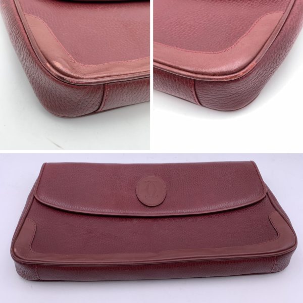 Cartier Vintage Burgundy Leather Pochette Flap Clutch Bag Online