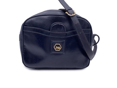 Celine Vintage Blue Leather Front Pocket Shoulder Bag Supply