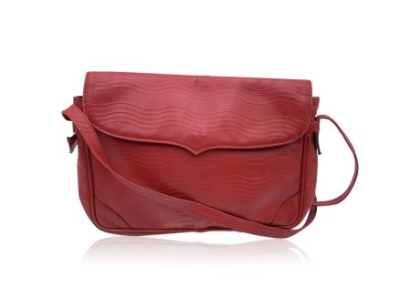 Valentino Garavani Vintage Red Embossed Leather Shoulder Bag Online