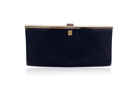 Christian Dior Vintage Black Logo Canvas Clutch Bag Purse Online Hot Sale