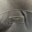 Saint Laurent Black Leather YSL Logo Uptown Clutch Bag Purse Supply